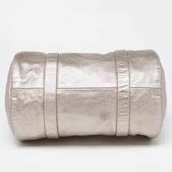 Longchamp Metallic Leather Logo Boston Satchel