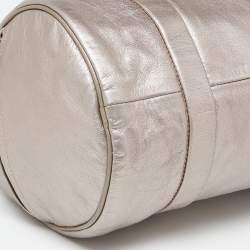 Longchamp Metallic Leather Logo Boston Satchel