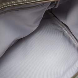 Pre Owned Longchamp Grey Printed Patent Leather Boston Satchel