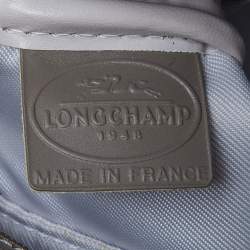 Pre Owned Longchamp Grey Printed Patent Leather Boston Satchel