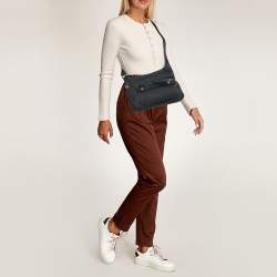 Pre Owned Longchamp Black Nylon and Leather Messenger Bag