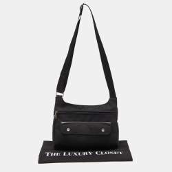 Pre Owned Longchamp Black Nylon and Leather Messenger Bag