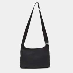 Pre Owned Longchamp Black Nylon and Leather Messenger Bag