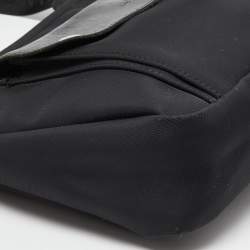 Pre Owned Longchamp Black Nylon and Leather Messenger Bag