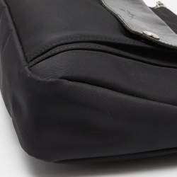 Pre Owned Longchamp Black Nylon and Leather Messenger Bag