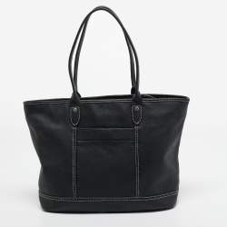 Pre Owned Longchamp Black Leather Shopper Tote