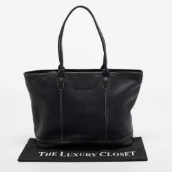 Pre Owned Longchamp Black Leather Shopper Tote