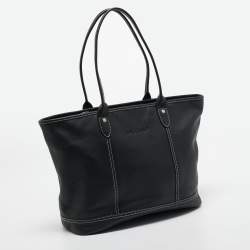 Pre Owned Longchamp Black Leather Shopper Tote