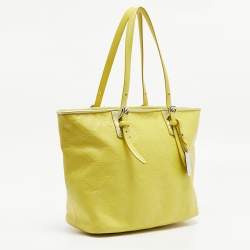 Pre Owned Longchamp Yellow Leather Medium LM Cuir Shopper Tote