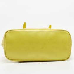 Pre Owned Longchamp Yellow Leather Medium LM Cuir Shopper Tote