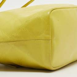 Pre Owned Longchamp Yellow Leather Medium LM Cuir Shopper Tote