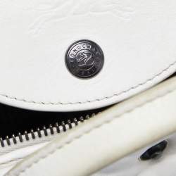 Pre Owned Longchamp White Quilted Leather Mini Le Pilage Neo Tote