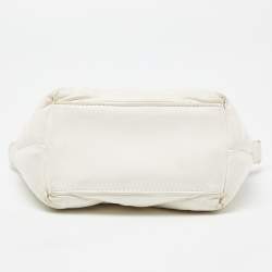 Pre Owned Longchamp White Quilted Leather Mini Le Pilage Neo Tote