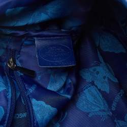 Longchamp Blue Croc Embossed Leather Roseau Tote