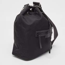 Pre Owned Longchamp Black Nylon Le Pliage Neo Bucket Shoulder Bag