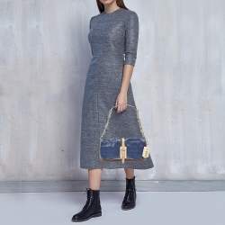 Longchamp Multicolor Stingray and Croc Effect Leather Shoulder Bag