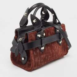 Pre Owned Longchamp Black/Brown Leather and Suede La Voyageuse Tote