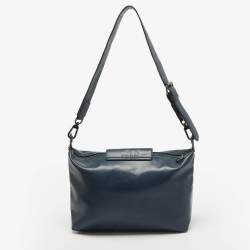 Pre Owned Longchamp Navy Blue Leather Le Pliage Xtra Shoulder Bag