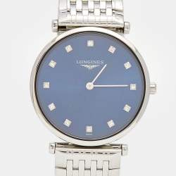 Pre Owned Longines Sunray Blue Stainless Steel Diamond La Grande Classique De Longines L4.512.4.97.6 Women's Wristwatch 29 mm