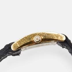 Longines White 18K Yellow Gold Diamond Leather DolceVita L5.166.7.16.2 Women's Wristwatch 21 mm