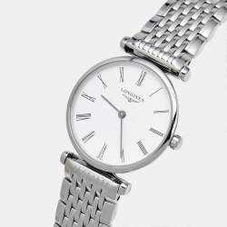 Pre Owned Longines White Dial Stainless Steel La Grande Classique De Longines L42094116 Women's Wristwatch 24 mm