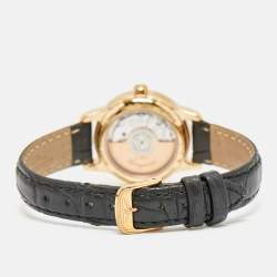 Pre Owned Longines White Diamonds 18k Rose Gold Alligator Flagship L4.274.8.27.2 Women's Wristwatch 26 mm 