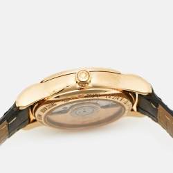 Pre Owned Longines White Diamonds 18k Rose Gold Alligator Flagship L4.274.8.27.2 Women's Wristwatch 26 mm 