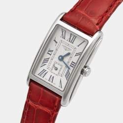 مملوكة مسبقًا Longines DolceVita L5.255.4.71.5 Silver "Flinqué" Dial Stainless Steel Alligator Leather Women's Wristwatch 20.80 mm