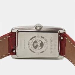 مملوكة مسبقًا Longines DolceVita L5.255.4.71.5 Silver "Flinqué" Dial Stainless Steel Alligator Leather Women's Wristwatch 20.80 mm