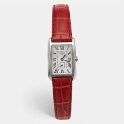 مملوكة مسبقًا Longines DolceVita L5.255.4.71.5 Silver "Flinqué" Dial Stainless Steel Alligator Leather Women's Wristwatch 20.80 mm