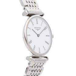 Pre Owned Longines White Stainless Steel La Grande Classique L42094116 Women's Wristwatch 24 MM