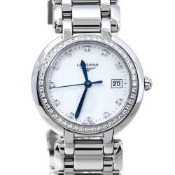 Pre Owned Longines Mother Of Pearl Stainless Steel Diamonds PrimaLuna L8.112.0 Women's Wristwatch 30 MM
