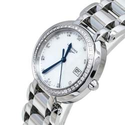 Pre Owned Longines Mother Of Pearl Stainless Steel Diamonds PrimaLuna L8.112.0 Women's Wristwatch 30 MM
