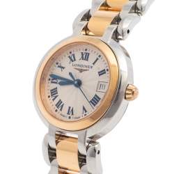 Pre Owned Longines Silver 18K Rose Gold & Stainless Steel Prima Luna L81105786 Women's Wristwatch 26 mm