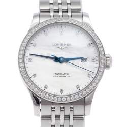 Pre Owned Longines MOP Diamonds Stainless Steel Record L23210876 Women's Wristwatch 30 mm