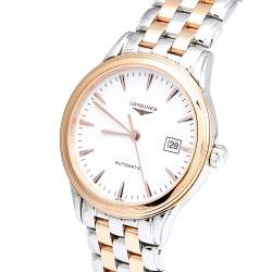 Pre Owned Longines White Two Tone Stainless Steel Flagship L4.374.3.92.7 Women's Wristwatch 30 mm