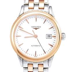 Pre Owned Longines White Two Tone Stainless Steel Flagship L4.374.3.92.7 Women's Wristwatch 30 mm