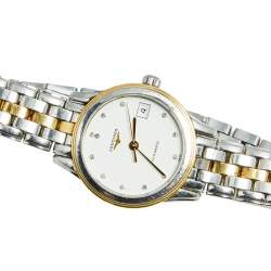 Longines White Two Tone Stainless Steel Flagship L4.274.3.27.7 Women's Wristwatch 26 mm
