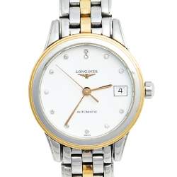 Longines White Two Tone Stainless Steel Flagship L4.274.3.27.7 Women's Wristwatch 26 mm