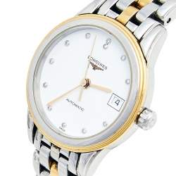 Longines White Two Tone Stainless Steel Flagship L4.274.3.27.7 Women's Wristwatch 26 mm
