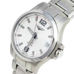 Pre Owned Longines Silver Stainless Steel Conquest VHP L3.316.4.76.6 Women's Wristwatch 36 mm
