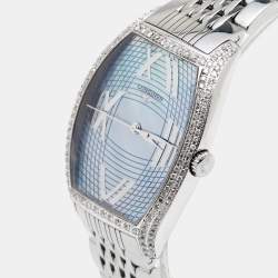 Pre Owned Longines Mother of Pearl Stainless Steel Diamonds Evidenza L2.655.4 Women's Wristwatch 33 mm