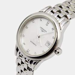 Pre Owned Longines Mother of Pearl Stainless Steel Flagship L4.274.4.87.6 Women's Wristwatch 26 mm