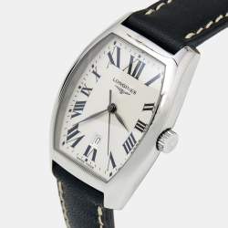 Longines Silver Stainless Steel Leather Evidenza L2.155.4 Women's Wristwatch 26 mm