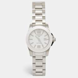 Pre Owned Longines White Ceramic Stainless Steel L3.257.4.87.6 Women's Wristwatch 29.5 mm