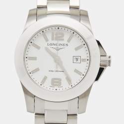 Pre Owned Longines White Ceramic Stainless Steel L3.257.4.87.6 Women's Wristwatch 29.5 mm