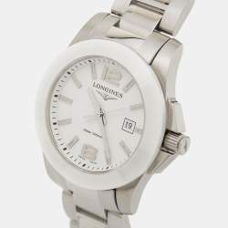 Pre Owned Longines White Ceramic Stainless Steel L3.257.4.87.6 Women's Wristwatch 29.5 mm