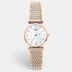 Pre Owned Longines Mother Of Pearl Diamond Two-Tone Stainless Steel La Grande Classique L4.209.1.97.7 Women's Wristwatch 24 mm