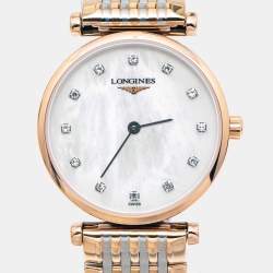 Pre Owned Longines Mother Of Pearl Diamond Two-Tone Stainless Steel La Grande Classique L4.209.1.97.7 Women's Wristwatch 24 mm