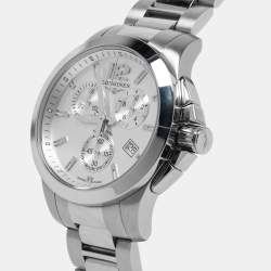 Pre Owned Longines Silver Stainless Steel Conquest L3.279.4.76.6 Unisex Wristwatch 35 mm